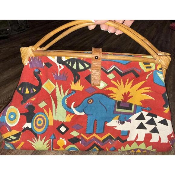 Sun N Sand Vintage Large Doctors Cotton Rhino Handbag Tribal Buckle Bag - Picture 9 of 15
